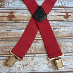 Vintage Y2K Red Wide Suspenders - Adjustable Elastic Braces for a Bold Look