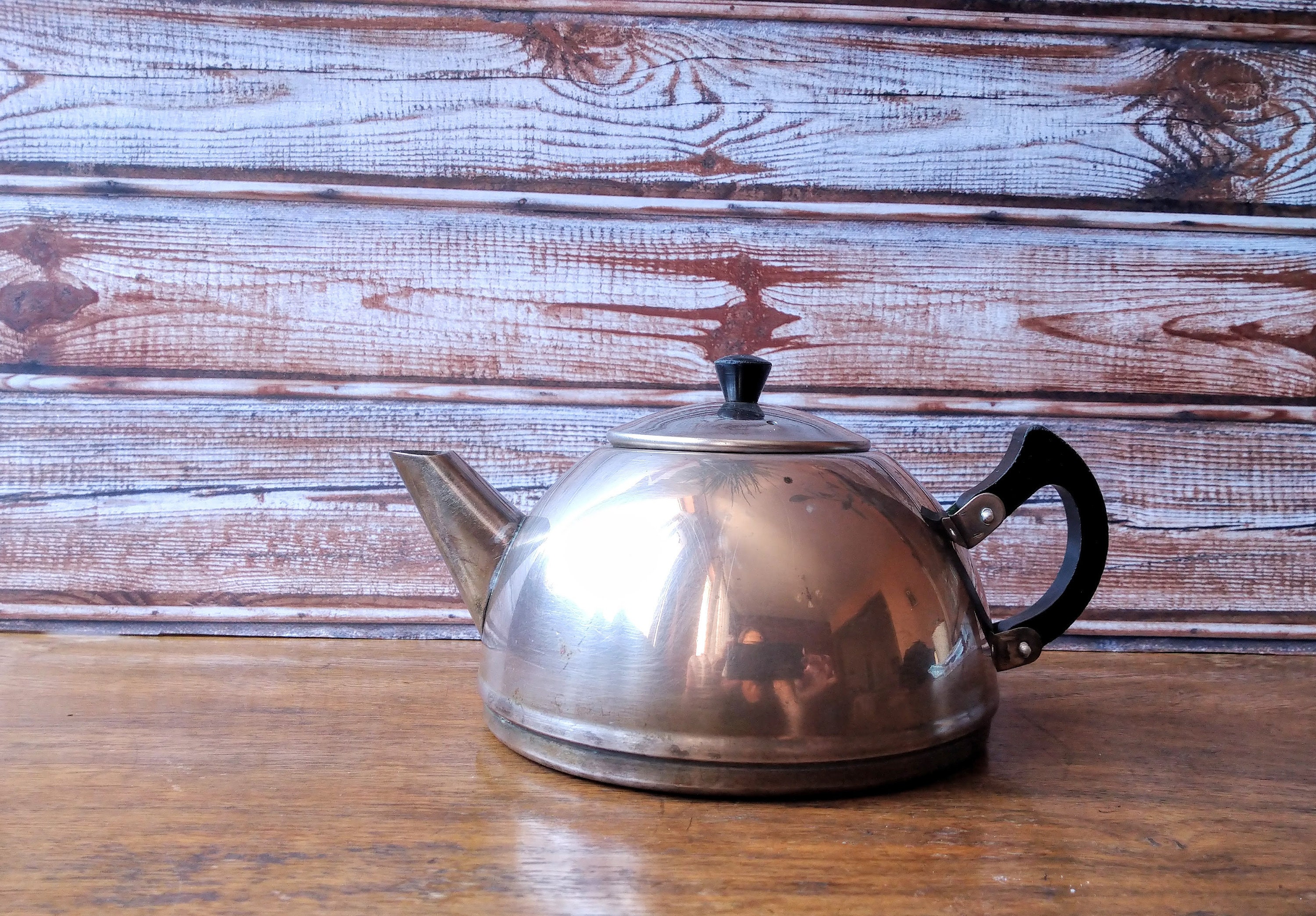 Vintage Small Stovetop Stainless Steel Tea Pot, Tea Pot, Tea Kettle