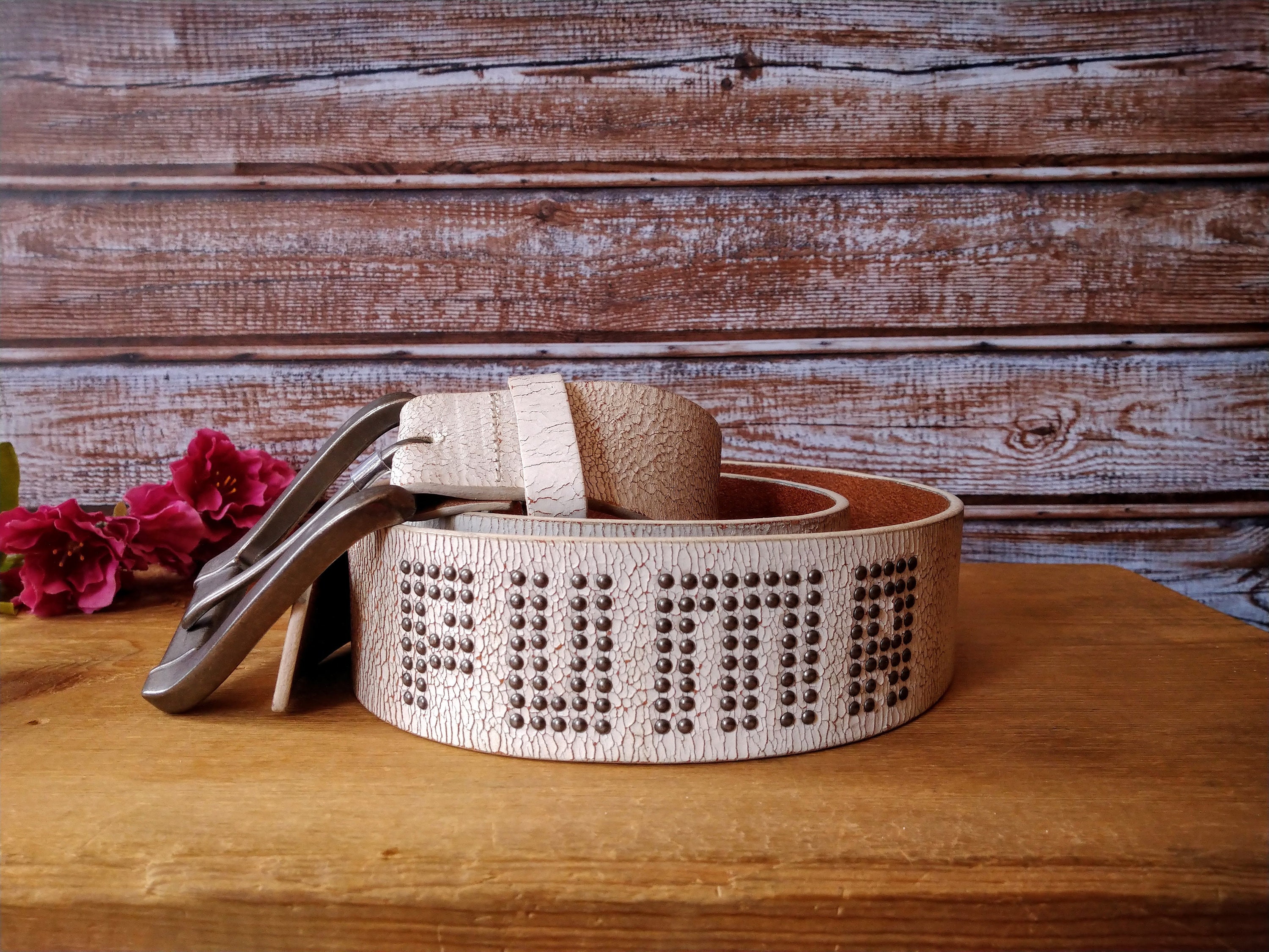 Puma White Leather Belt with rhinestone Silver Buckle. Rare Belt Puma Reversible Web | Espace Golf main image 3