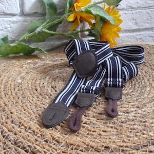 3/4 in (2 cm) Wide Elastic Suspenders Small Vintage Adjustable Y-Back Button Braces
