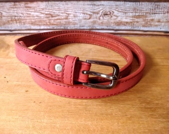 Cinturón de mujer de cuero genuino ajustado vintage, cinturón largo de 34 '' - 38 '', cinturón de cintura de cuero, regalo de cuero.