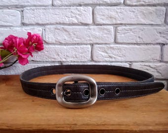 Vintage Carlisle Gray Leather Belt - 29” - 33” Waist Made in  display picture 1