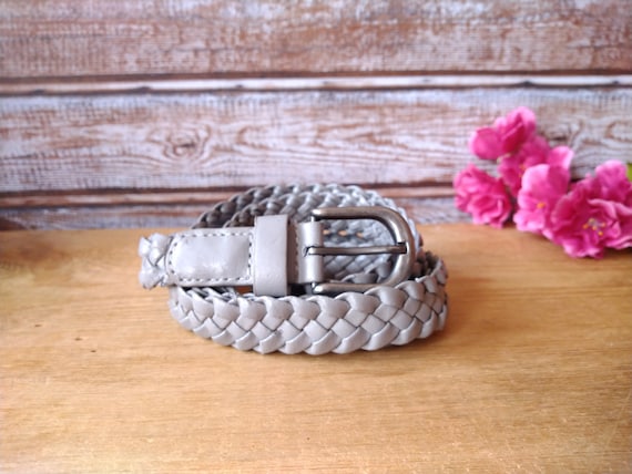Vintag Silver Grey Braided Belt Vintage Gray Braided Belt With Silver Buckle - Etsy main image 2
