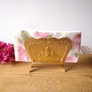 Vintage Metall Gold Ton Serviettenhalter, Serviettenhalter, Tischdekor.