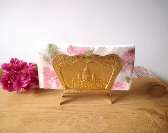 Vintage Gold Tone Metal Napkin Holder: Table Decor
