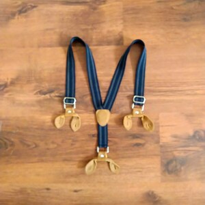 Vintage striped black button 1&quot; suspenders, Boy suspenders, Y-back adjustable braces, Button suspenders.