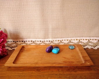 Vintage Wooden Trinket Tray: Small Rectangular Vanity Tray
