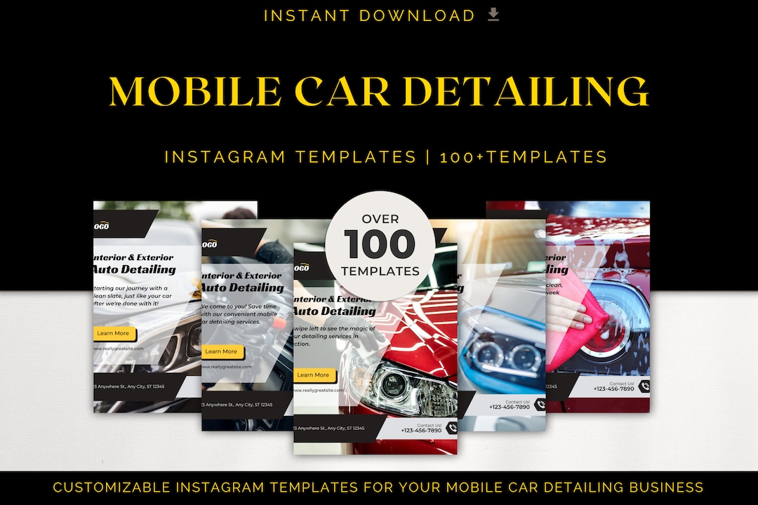 Mobile Car Detailing Instagram Templates Canva 100 Instagram Templates