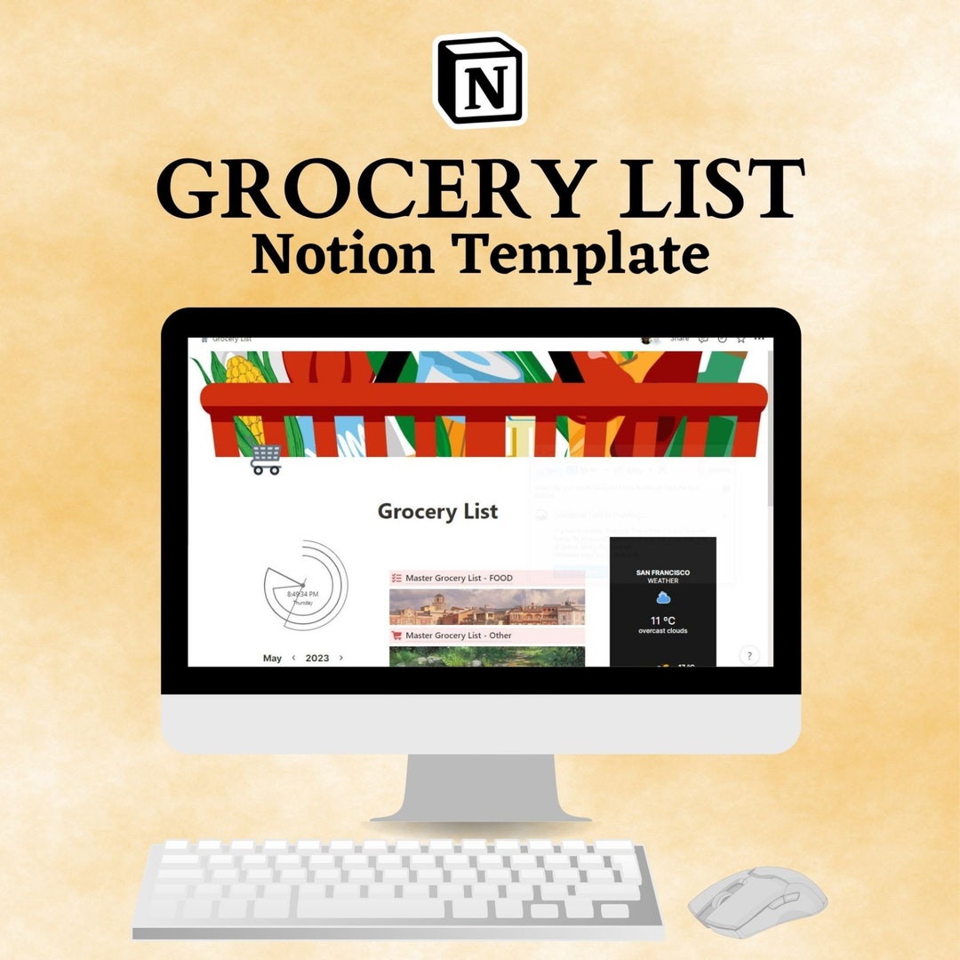 Grocery List NOTION Template, Grocery Planner, Food Shopping List Grocery List NOTION Template, Grocery Planner, Food Shopping List