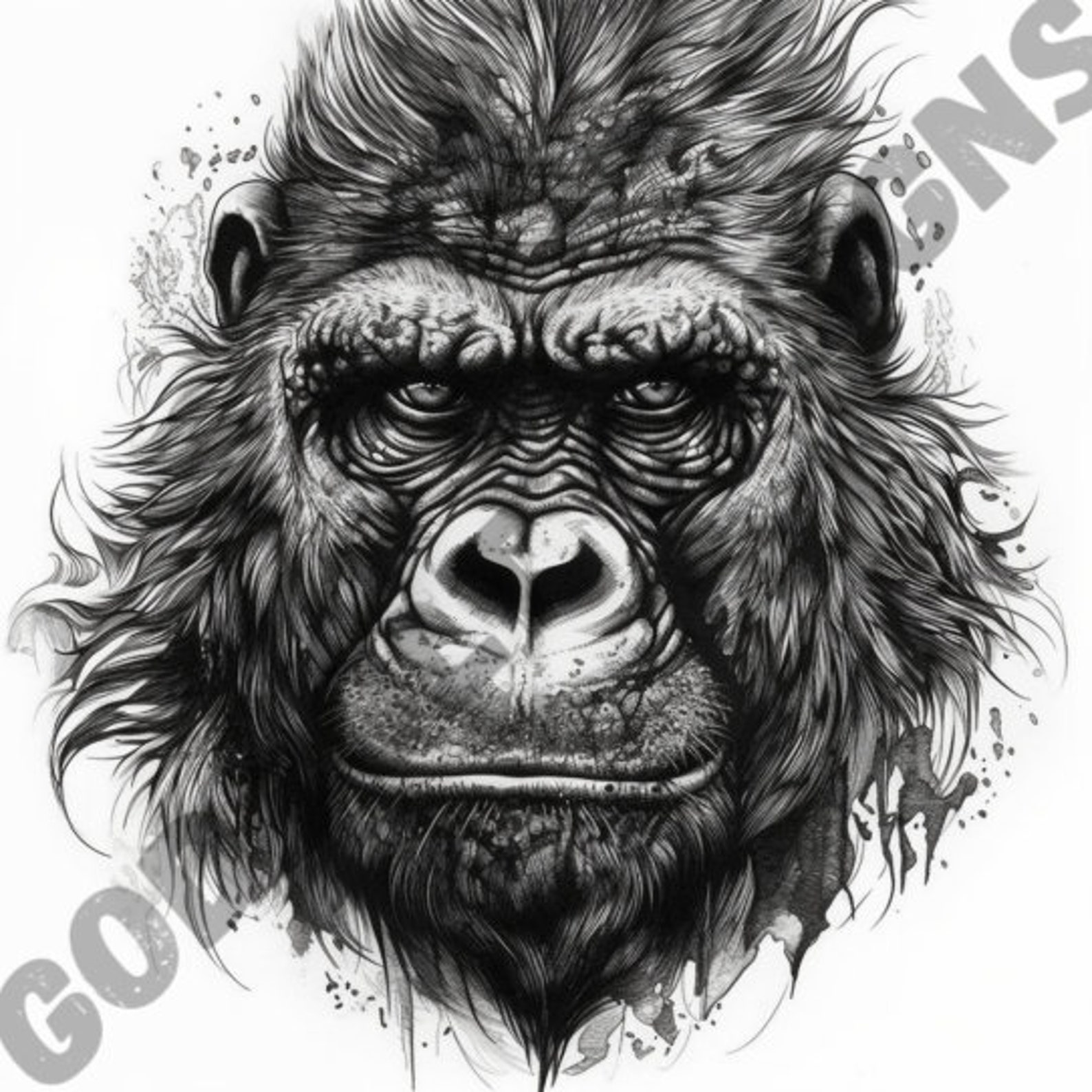 Gorilla Tattoo Design Pack | 4 PSD and PNG Files | Perfect for Artists ...