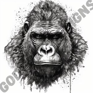 Gorilla Tattoo Design Pack | 4 PSD and PNG Files | Perfect for Artists ...