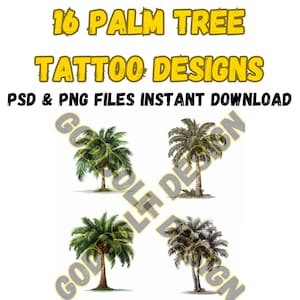 Beach Tattoo | Digital Download | Plants Tattoo | Palm Tree Sunset Temporary Tattoo | Car Decal | Palm Tree Tattoo Design | Palm Trees