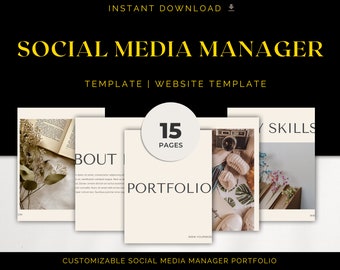 Plantilla de cartera de Social Media Manager / Paquete de Social Media Manager / Pitch Deck de agencia de marketing digital / Paquete de plantillas de redes sociales