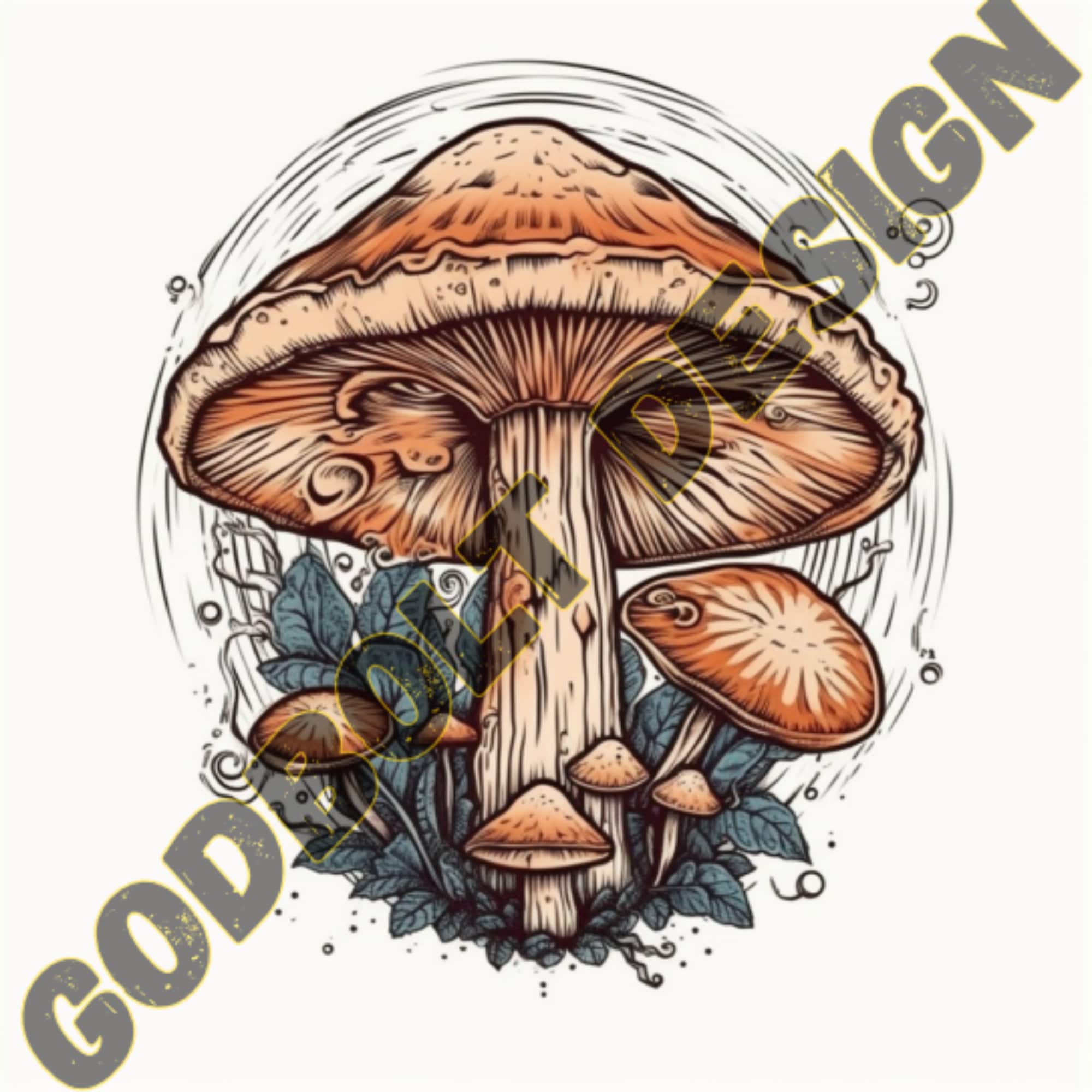 Mushroom Tattoo Design | Lineart Mushroom Procreate Stamps | Animals ...