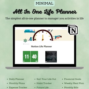 Notion Life Planner | Goals Tracker | Notion Dashboard | Habit Tracker | Editable Template | Notion Template | Book Tracker | Self Care