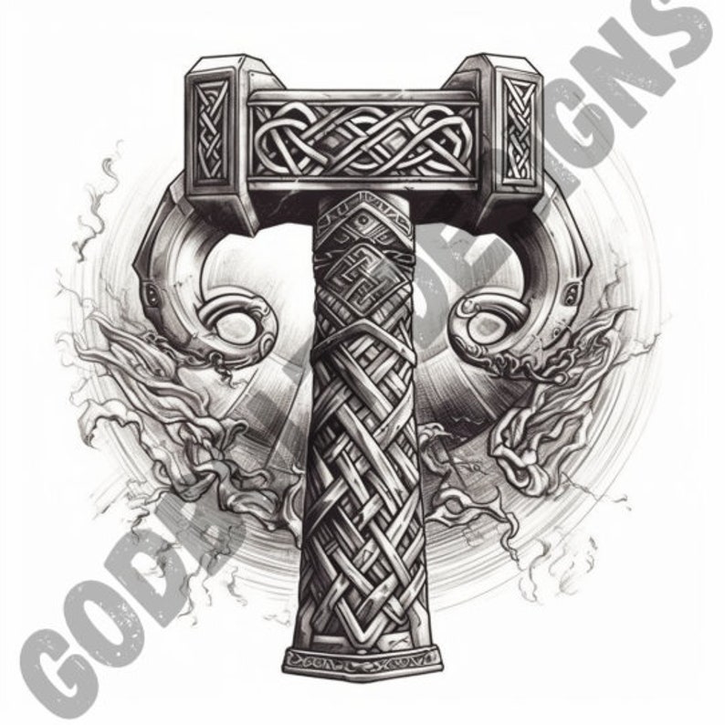 Thor's Hammer Tattoo Design Pack 4 PSD and PNG Files Perfect for