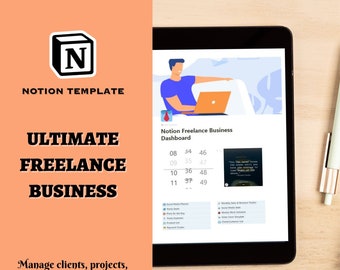 Notion Freelance Business Dashboard | Social Media Planner | Notion Template | Crm Client Tracker  | Business Finances Inventory