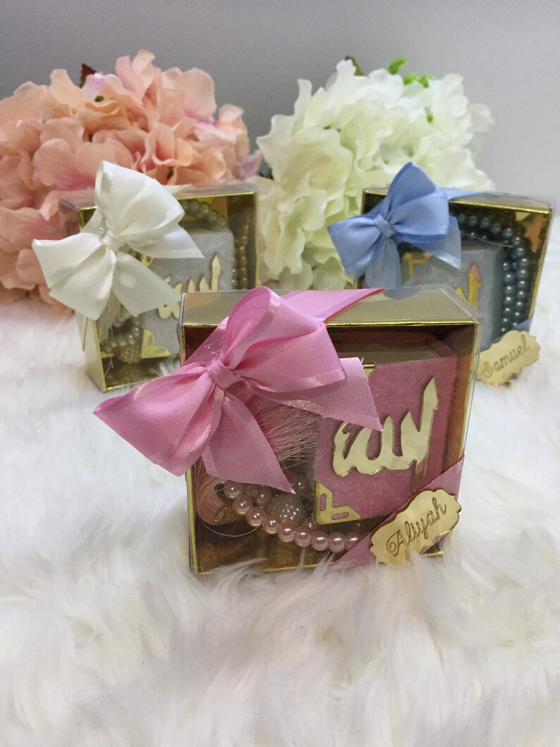 Blue Islamic Wedding Mini Quran Book Gift Set Muslim Baby Eid Etsy