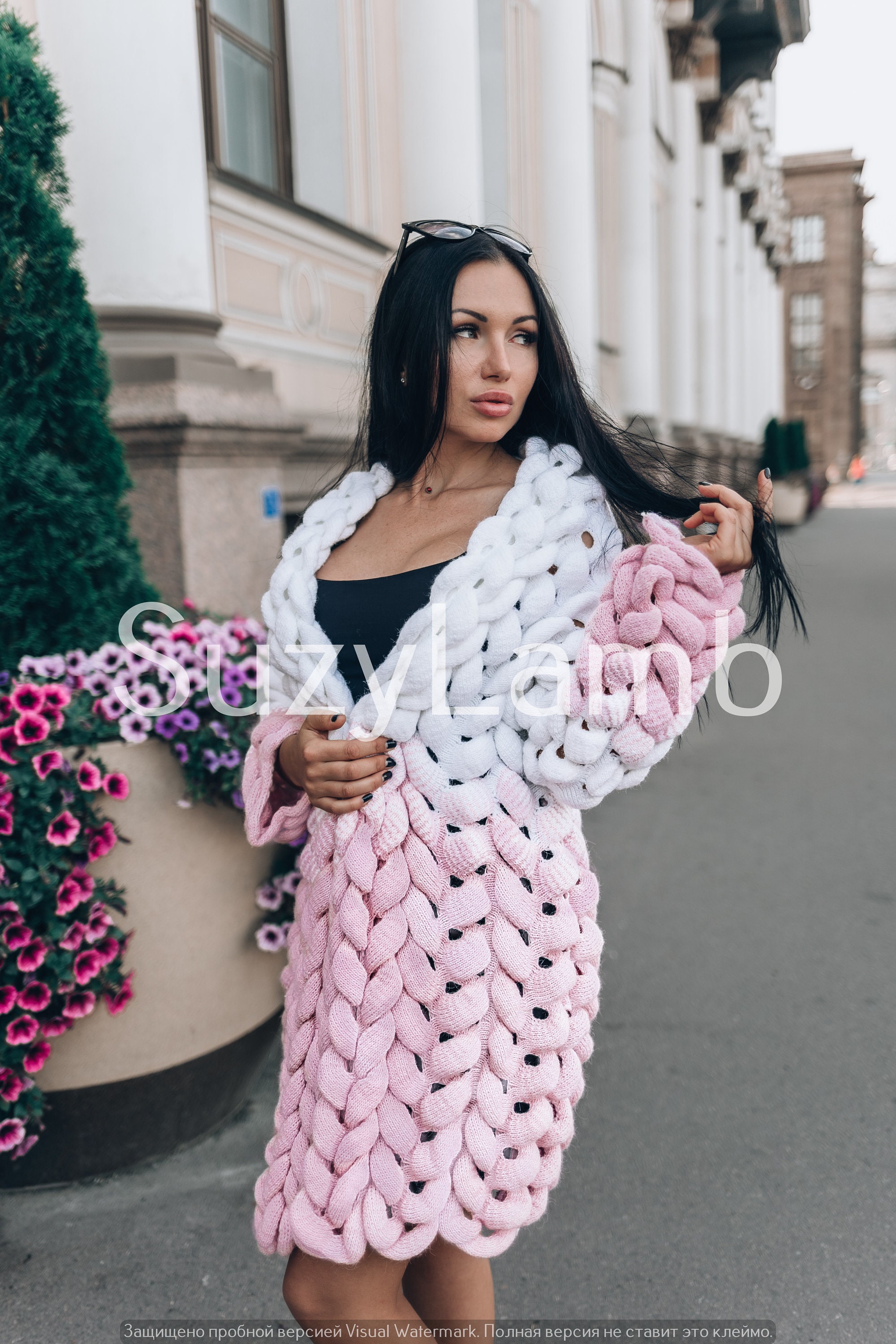 Pink crochet cardigan.Loose knit sweater.Mohair cardigan rose. Etsy