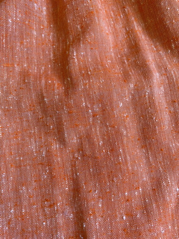 Vintage 1970s Peach Pinafore Linen Cotton Dress