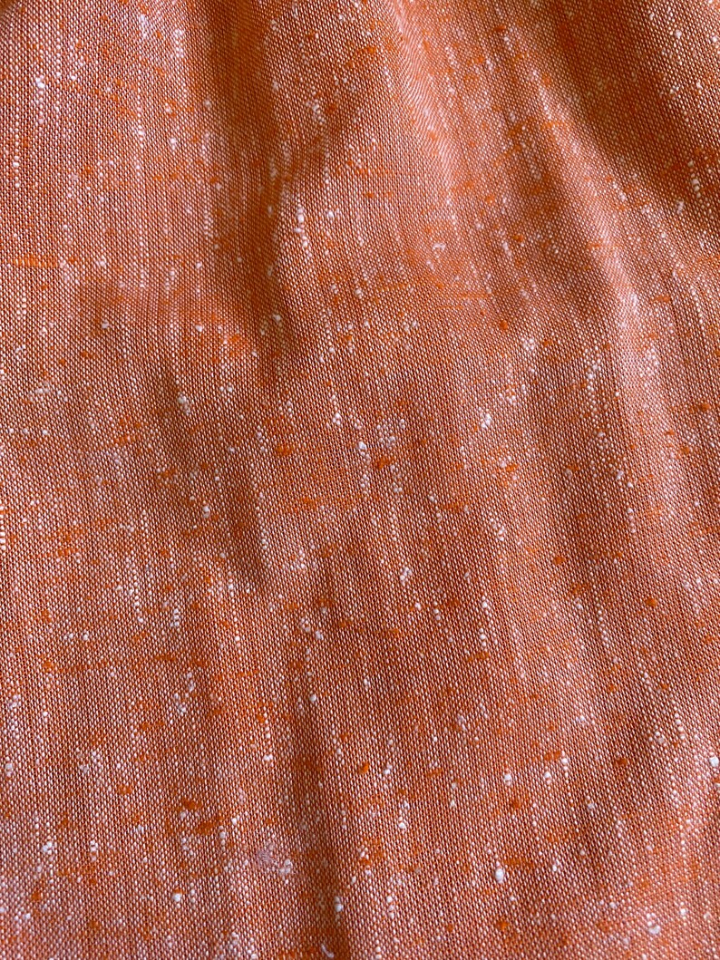 Vintage 1970s Peach Pinafore Linen Cotton Dress