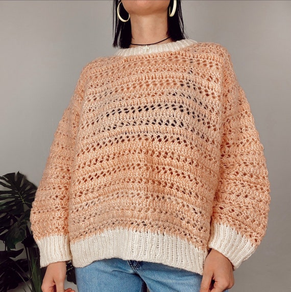 Vintage Powder Pink Chunky Hand-knit Sweater