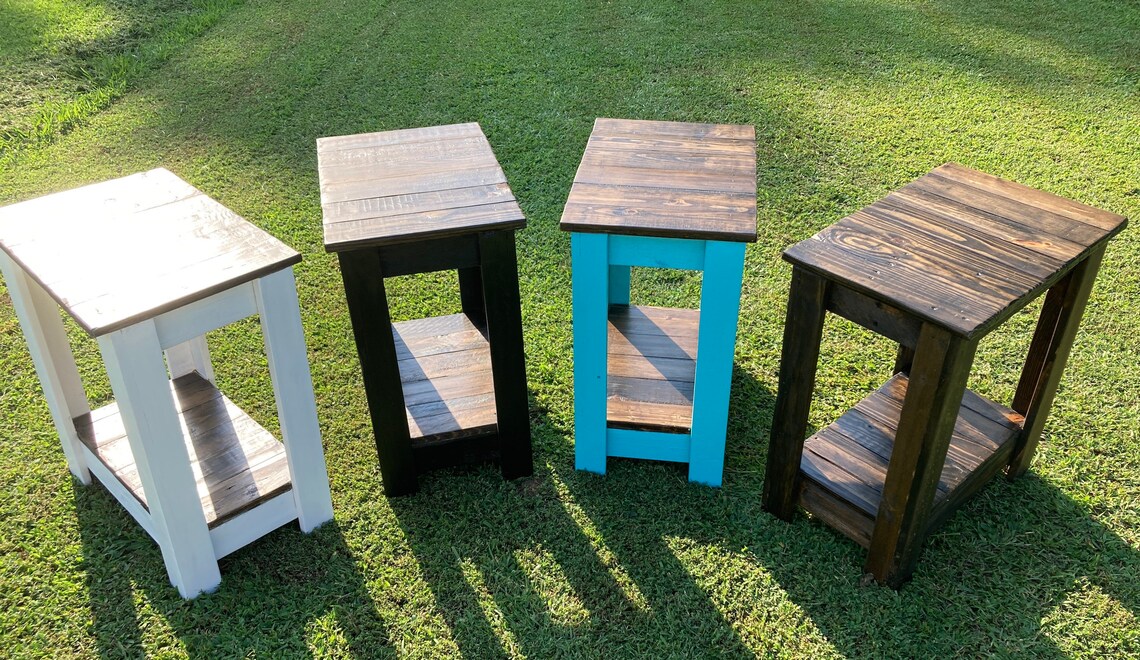 Wood End Tablefarmhouse End Table Rustic Wood Table Night - Etsy