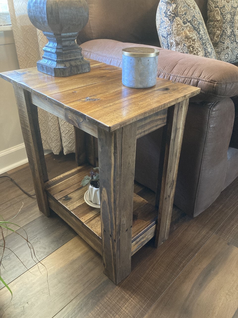 Reclaimed Wood Side Table Beautiful Small Nightstand End Accent Entry Beach  House Cabin Handmade Recycled Shabby Chic Loft Pallet Dorm Stand 