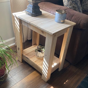 Unfinished end table, wood table, wood end table, side table farmhouse end table, rustic wood table, nightstand, side table, farmhouse table