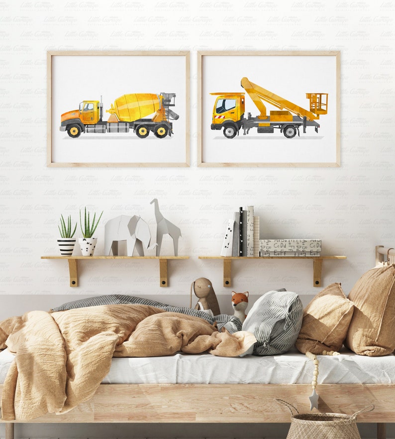 Cement Mixer Art Print Construction Print Boy Nursery Wall Etsy