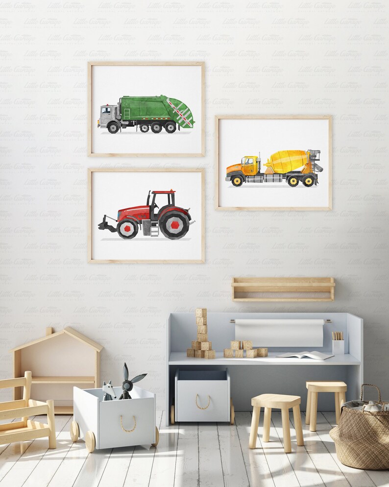 Cement Mixer Art Print Construction Print Boy Nursery Wall Etsy