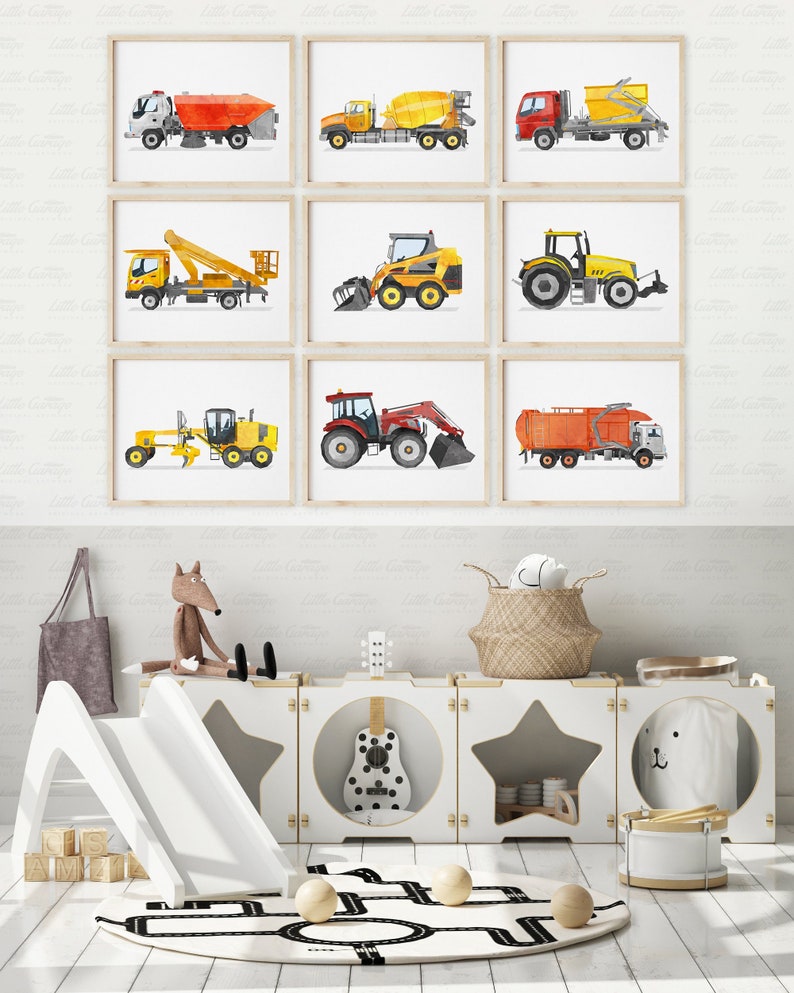 Cement Mixer Art Print Construction Print Boy Nursery Wall Etsy