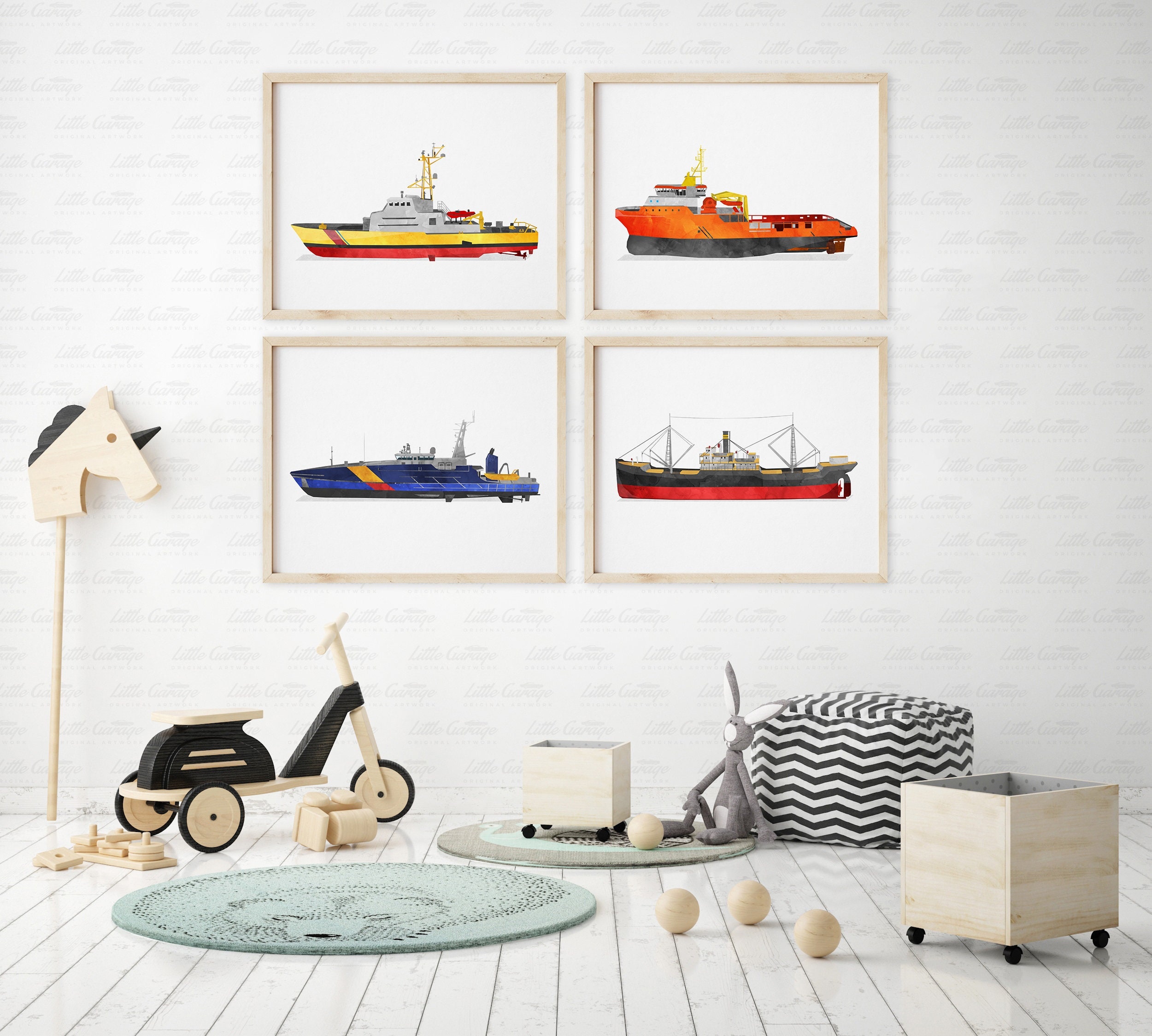 Cargo Ship Wall Art Ship Print Nautical Decor Nursery Wall Etsy