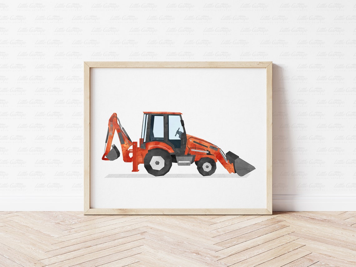 Set Of 9 Prints Construction Vehicles Wall Art Car Print Etsy