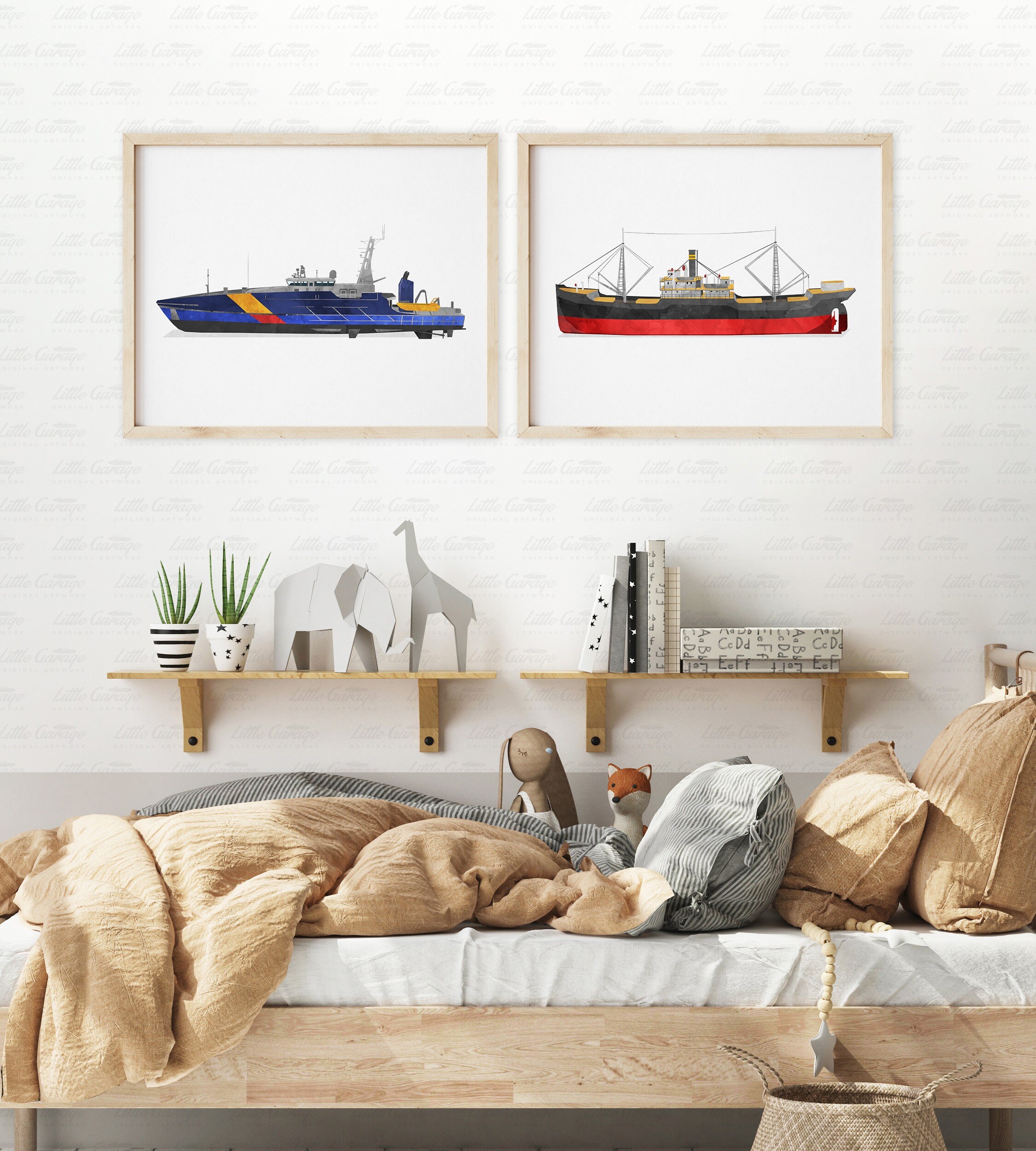 Cargo Ship Wall Art Ship Print Nautical Decor Nursery Wall Etsy