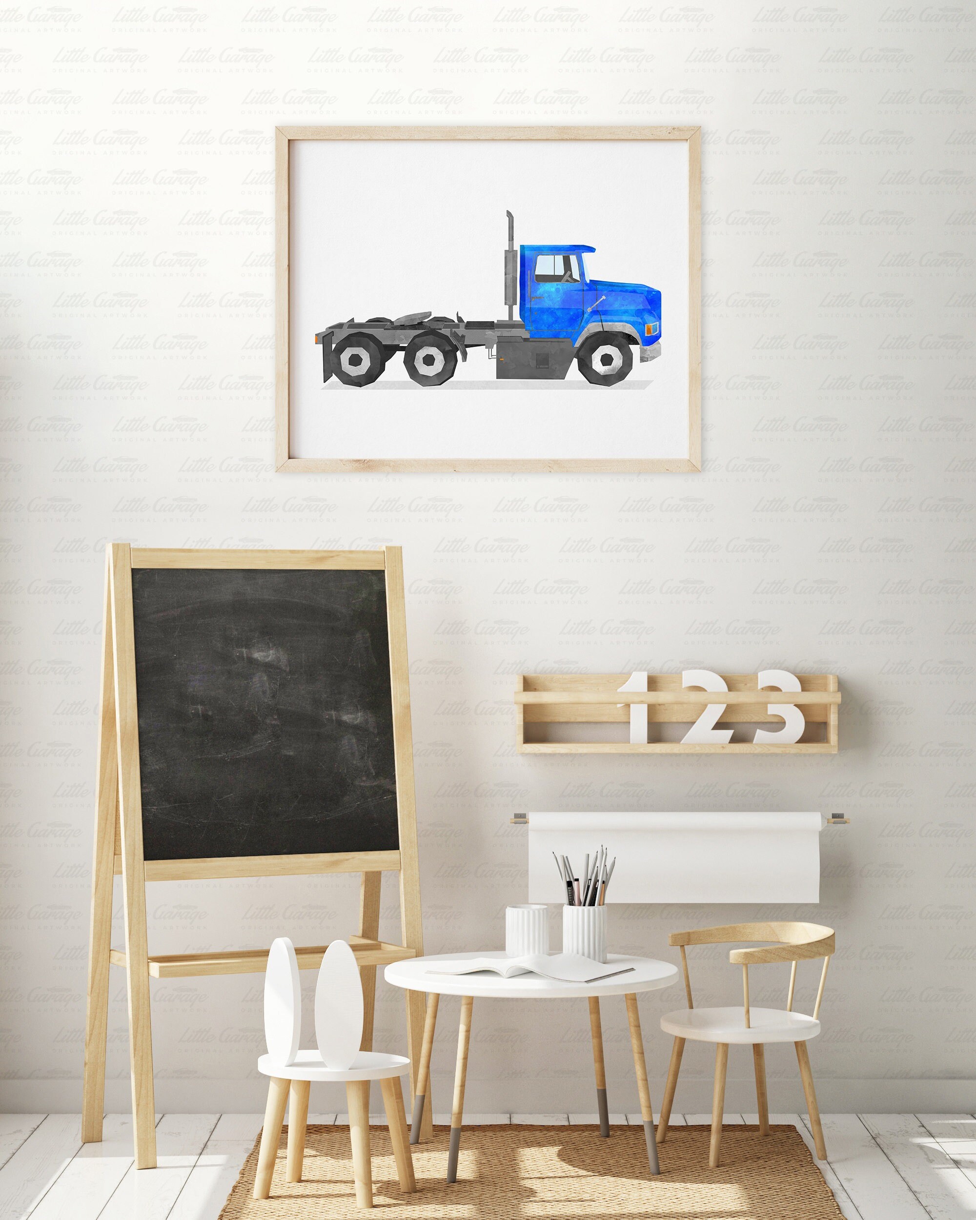Semi Truck Print Vehicle Wall Art Car Printable Transportation Etsy