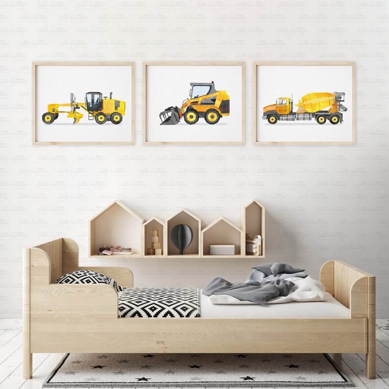 Cement Mixer Art Print Construction Print Boy Nursery Wall Etsy