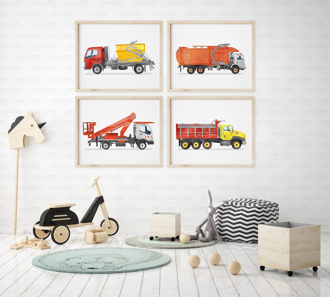 Dump Truck Wall Art Car Print Construction Decor Toddler Etsy
