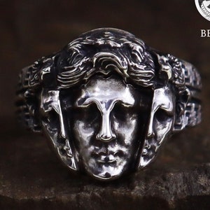 925 Silver Ring " The Great" Bellum, Alexander The Great, Grece, Antique, Spartan, Warrior, Emperor, Rome, Statue, Face, Marble