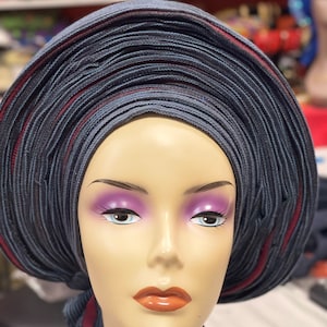 Vintage Style AsoOke Mixed Color Auto Gele African Headwrap Statement-Stück