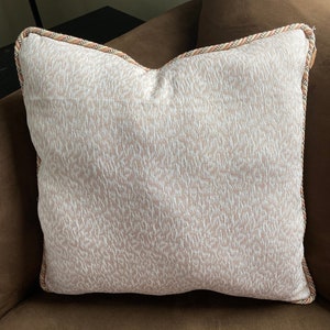 Blush and White Print Pillow with Corded trim