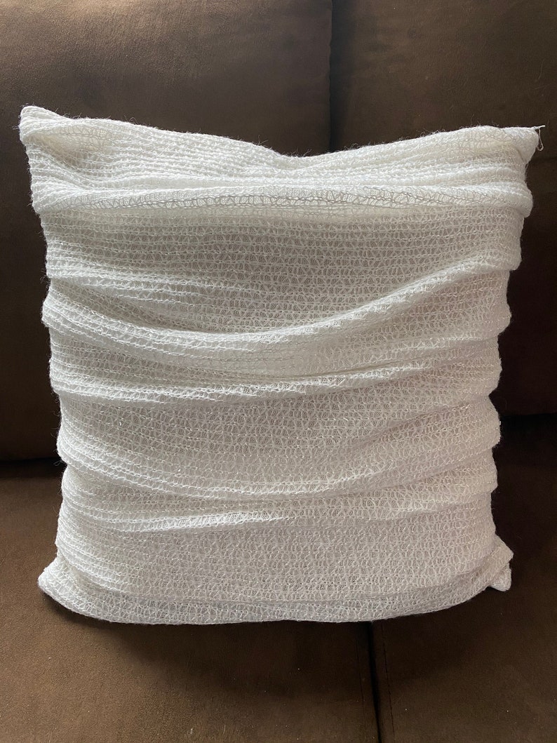 White Ruched Pillow with a touch of sparkle