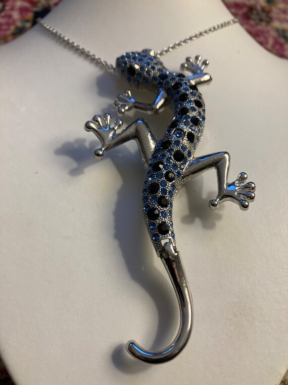 Statement Large Glittering Lizard Pendant - image 4