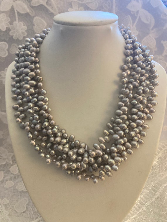 Stunning Freshwater Pearl and Silver Five Strand … - image 6