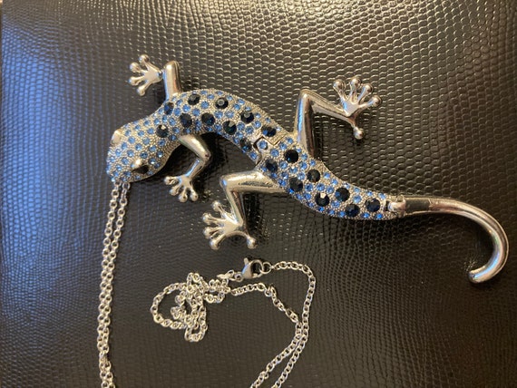 Statement Large Glittering Lizard Pendant - image 7