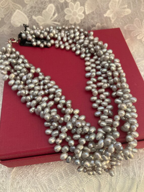 Stunning Freshwater Pearl and Silver Five Strand … - image 1