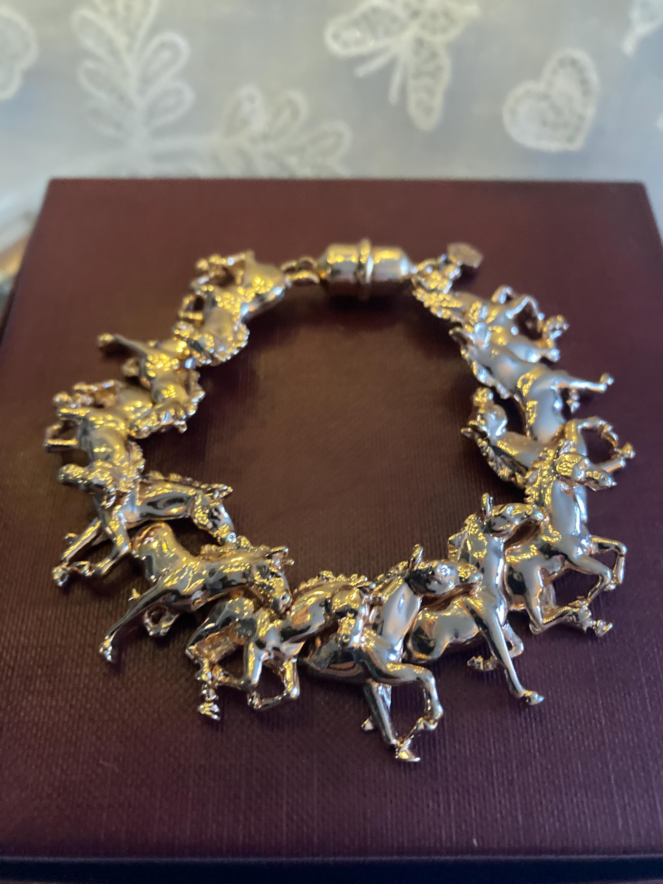 Bill Skinner Gold Plated Galloping Horses Bracelet Etsy