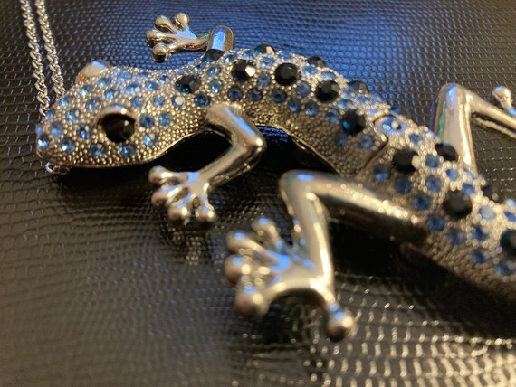 Statement Large Glittering Lizard Pendant - image 6
