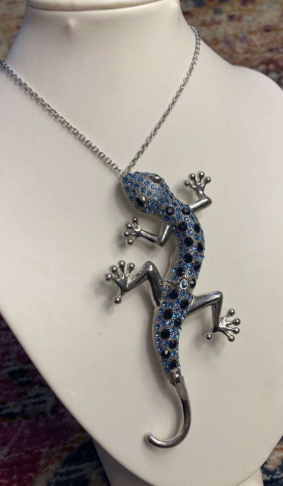 Statement Large Glittering Lizard Pendant - image 8