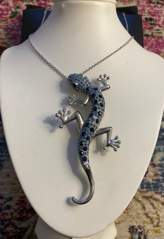 Statement Large Glittering Lizard Pendant - image 1